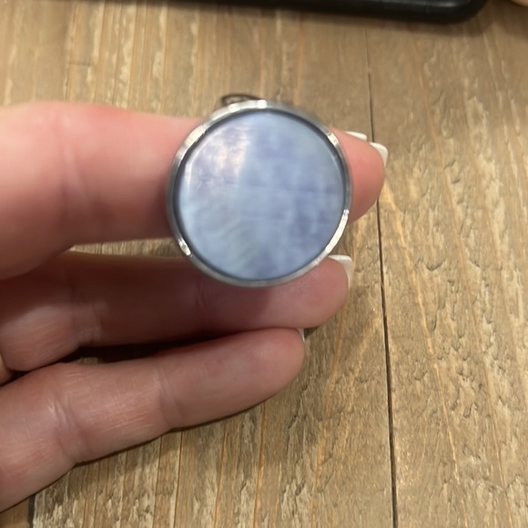 BUY NOW FREE SHIP Tonal blue silver metal adjustable ring - Picture 4 of 4